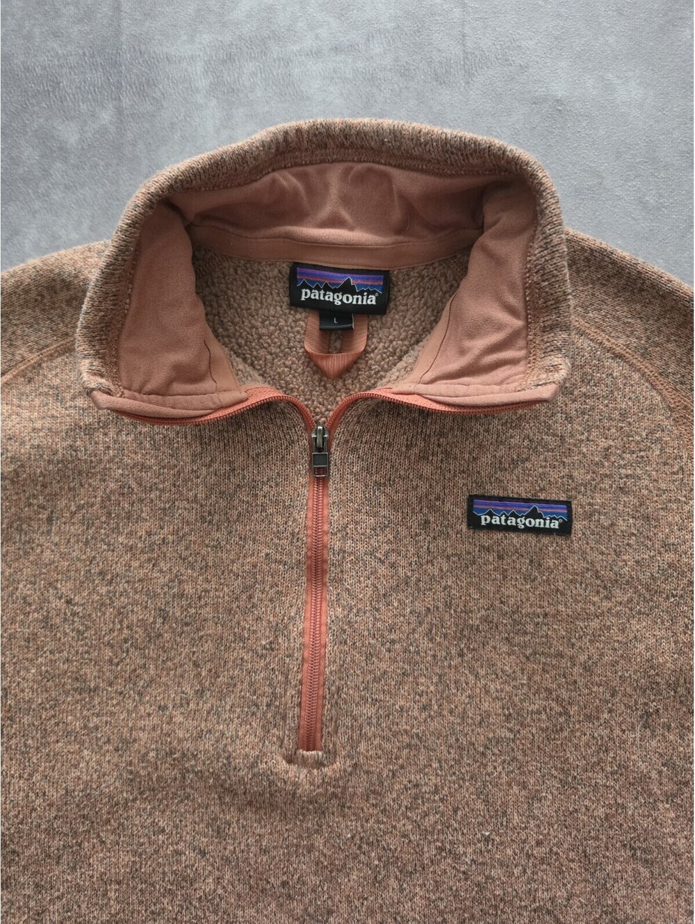 Patagonia Better Sweater 1/2 Zip Fleece Pullover Women's Large Brown Pink Trim. - Picture 4 of 8